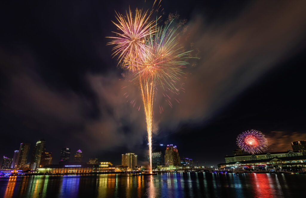 Fireworks over the Tampa Skyline