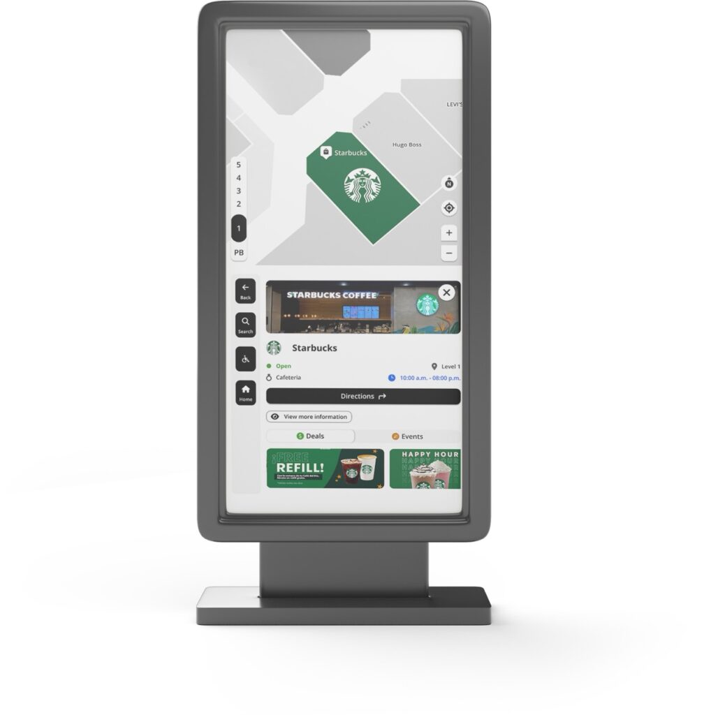 Vertical kiosk showing a digital map