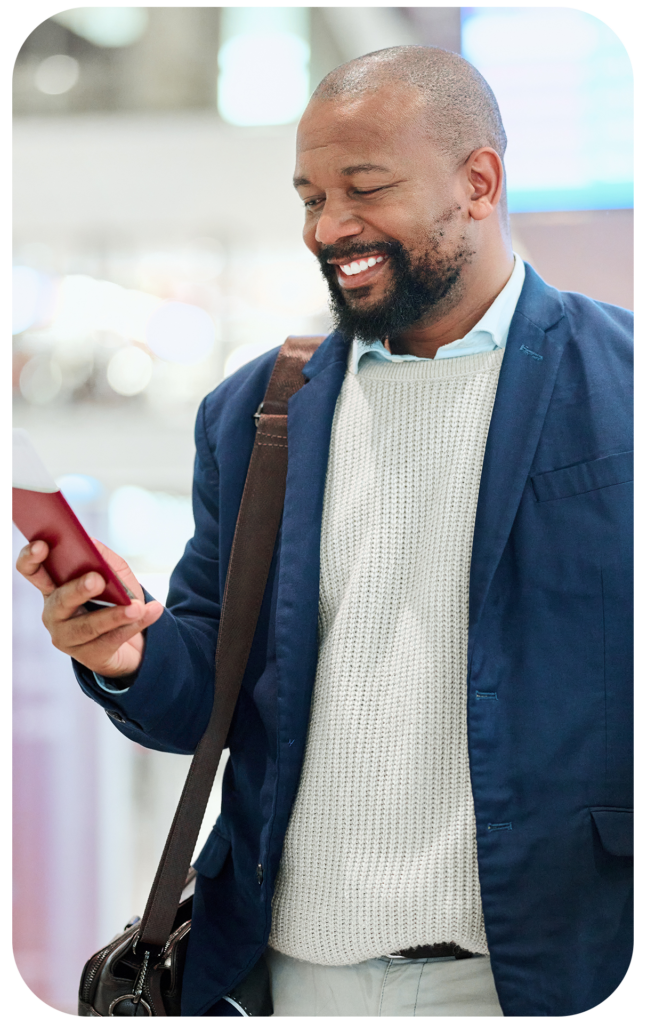 Man on phone in airport