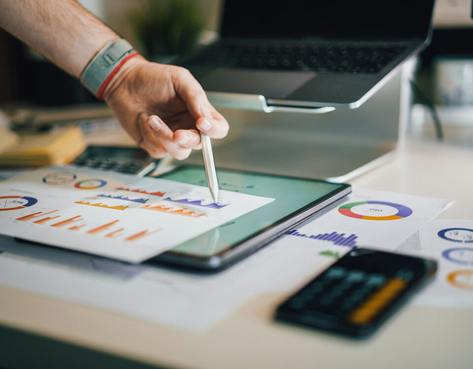 image of a businessperson using marketing analytics tools